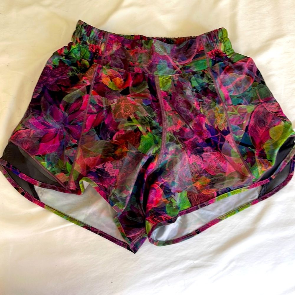 Neon floral lululemon hotty hot shorts